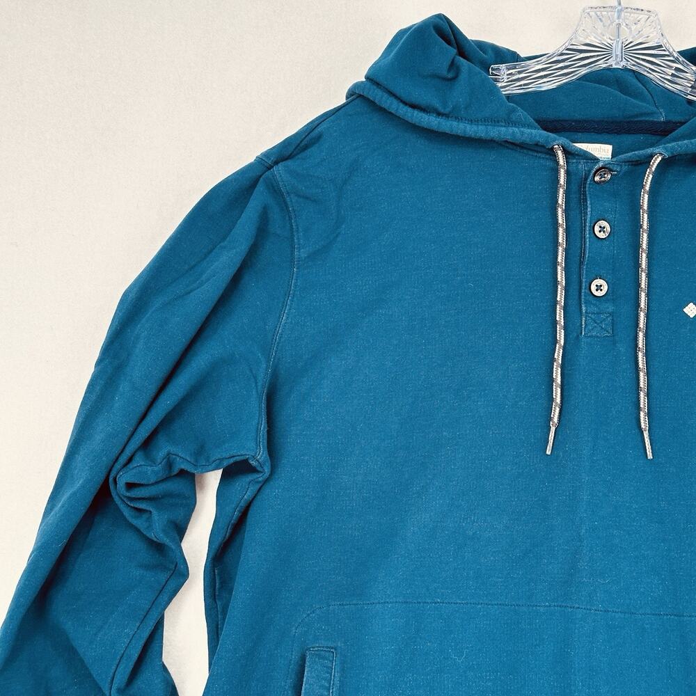 Columbia Teal Pullover Hoodie Sweatshirt Mens Large Outdoor Logo EUC - Picture 3 of 15